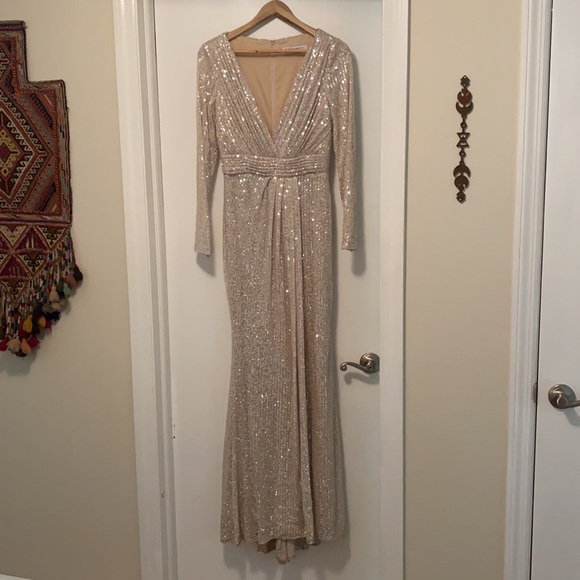 Sequin V-Neck Gown - Picture 6 of 8